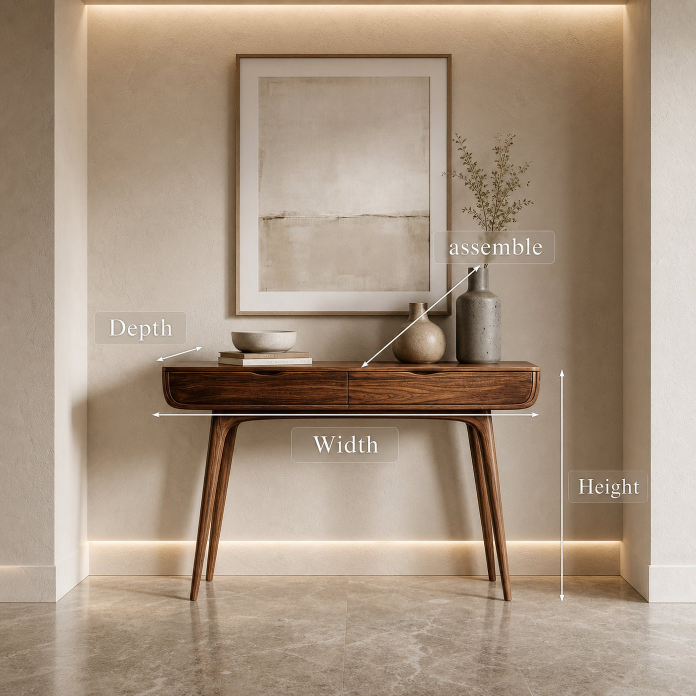 Mid Century Natural Wood Console Table For Hallway Decor - product view 8