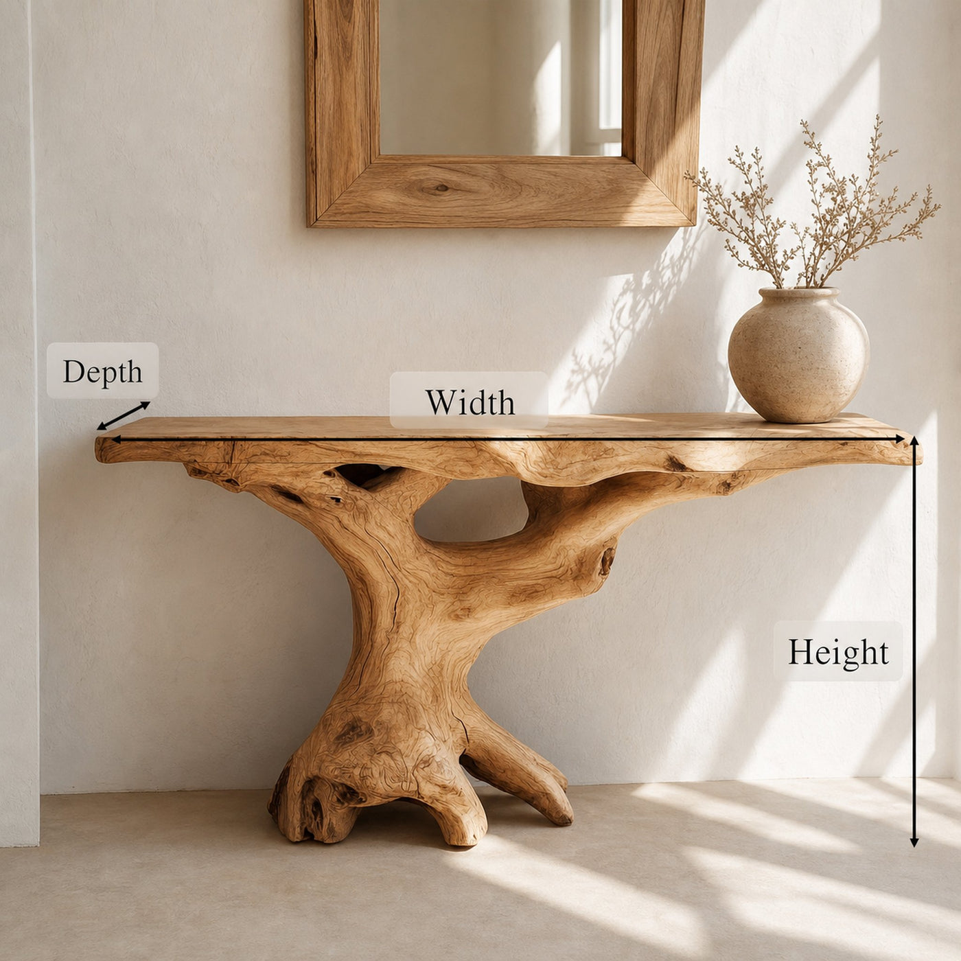 Mid Century Natural Wood Console Table Hallway - product view 2