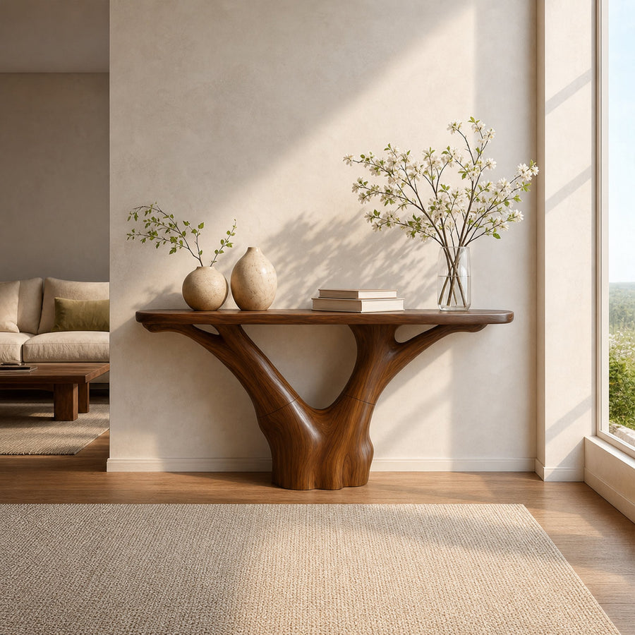 Mid Century Organic Console Table Entryway