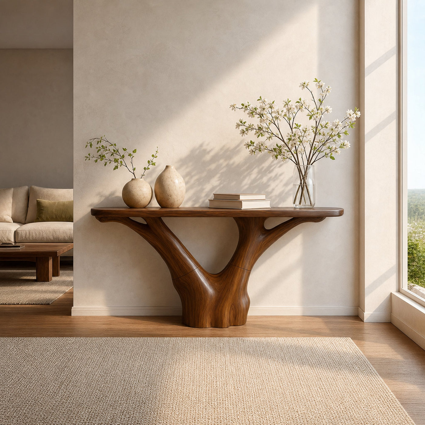 Mid Century Organic Console Table Entryway