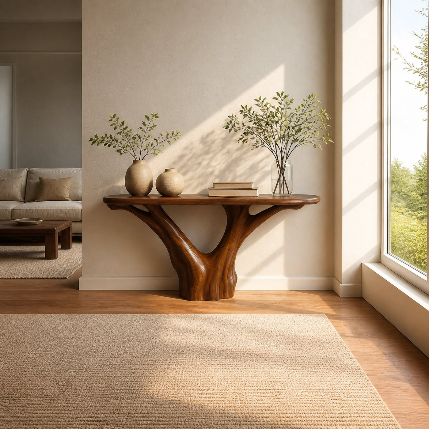 Mid Century Organic Console Table Entryway - product view 2