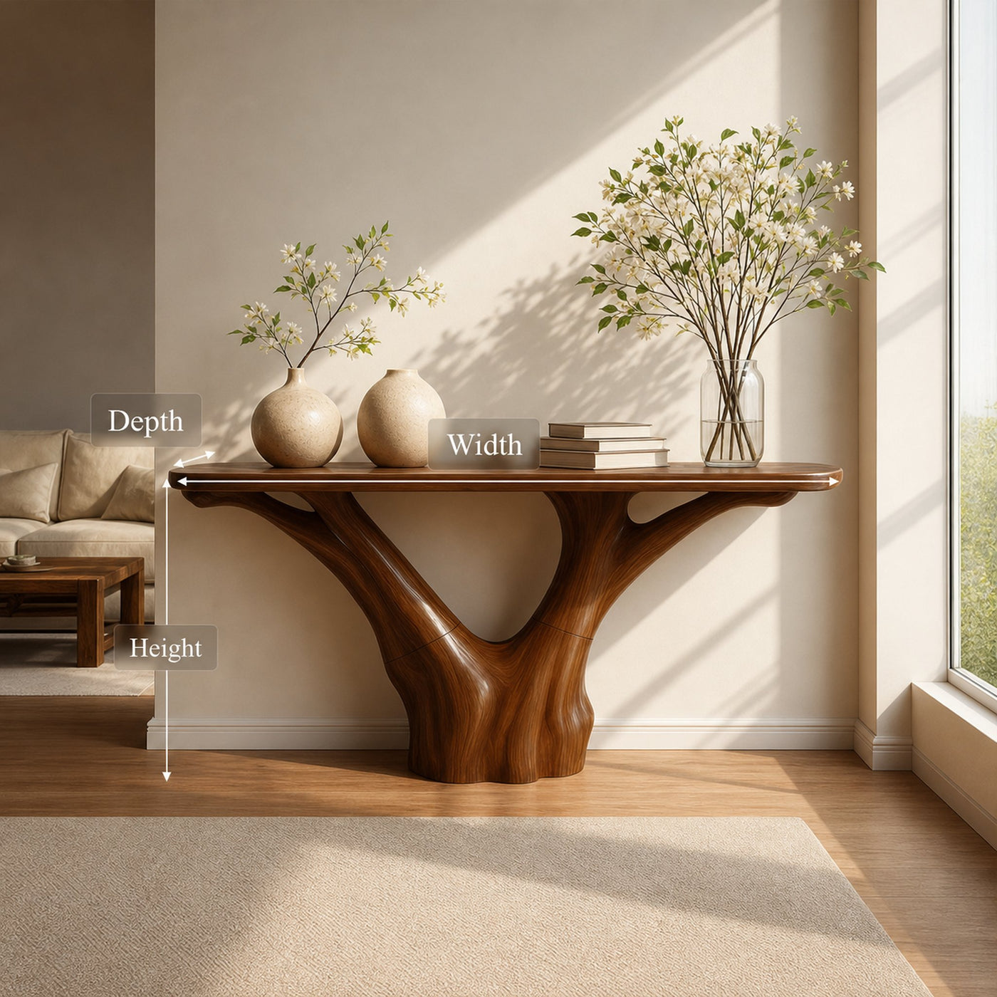 Mid Century Organic Console Table Entryway - product view 4