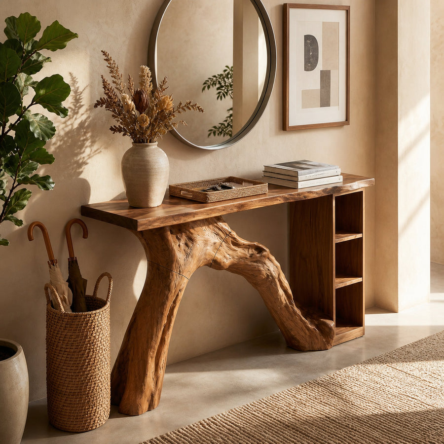 Mid Century Organic Console Table For Entryway Bedroom