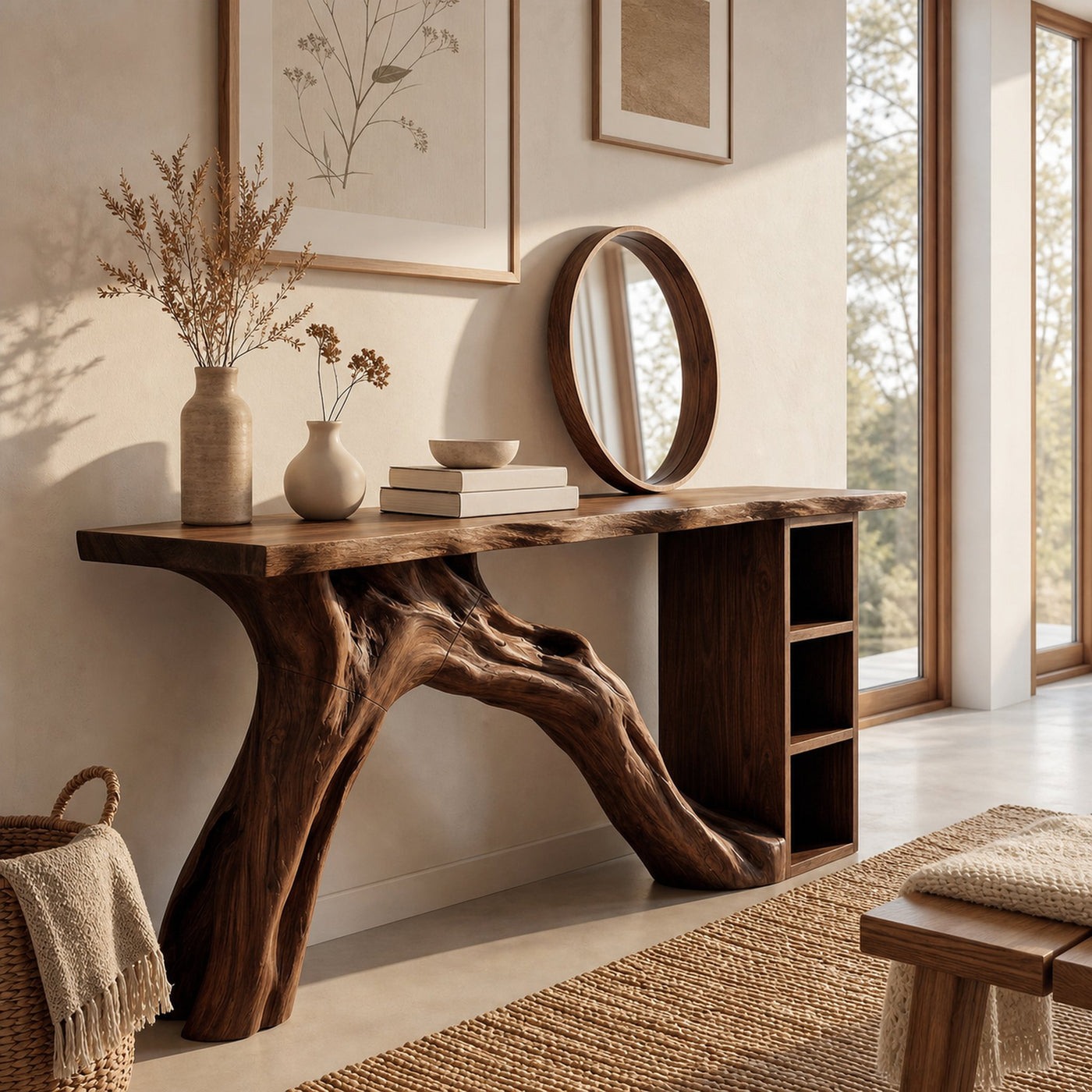 Mid Century Organic Console Table For Entryway Bedroom - product view 6