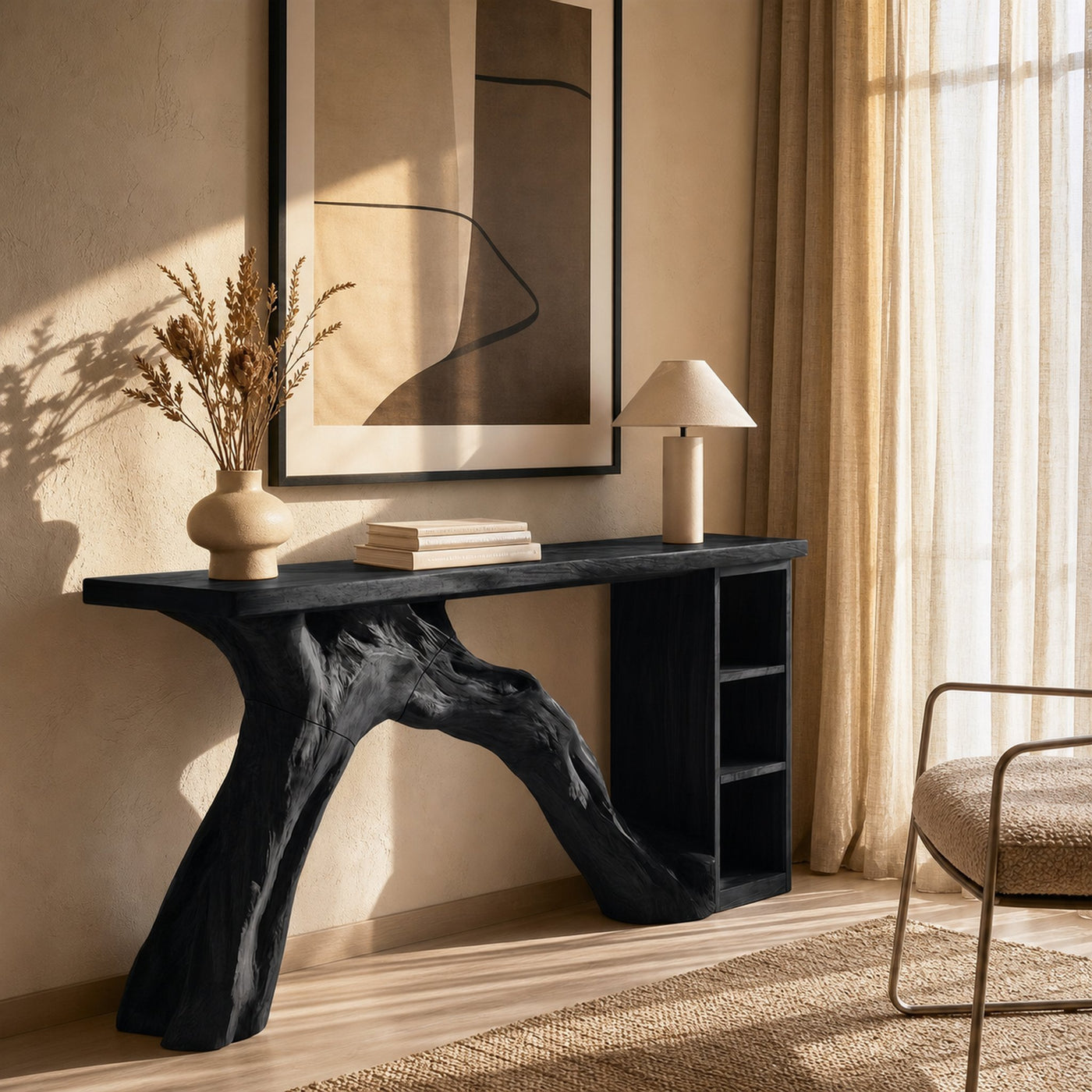 Mid Century Organic Console Table For Entryway Bedroom - product view 7