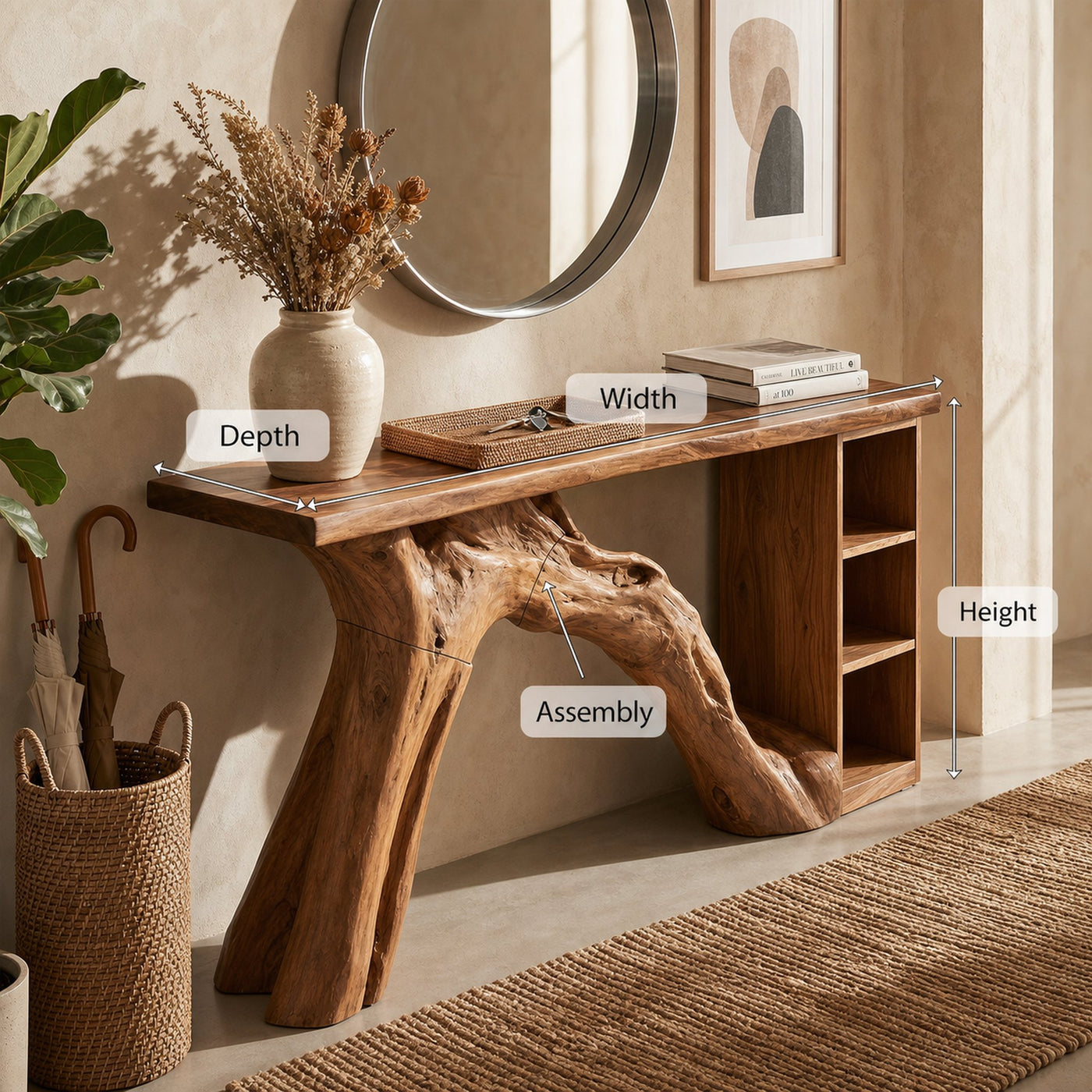 Mid Century Organic Console Table For Entryway Bedroom - product view 8