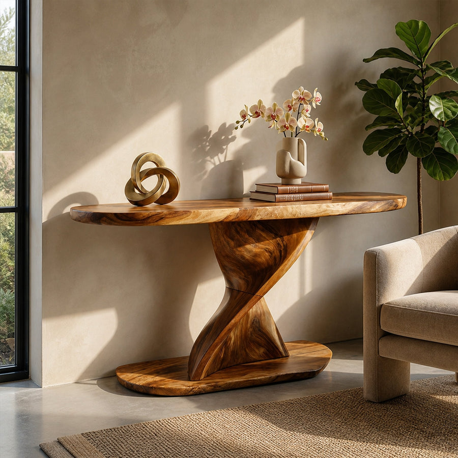 Mid Century Organic Console Table For Foyer
