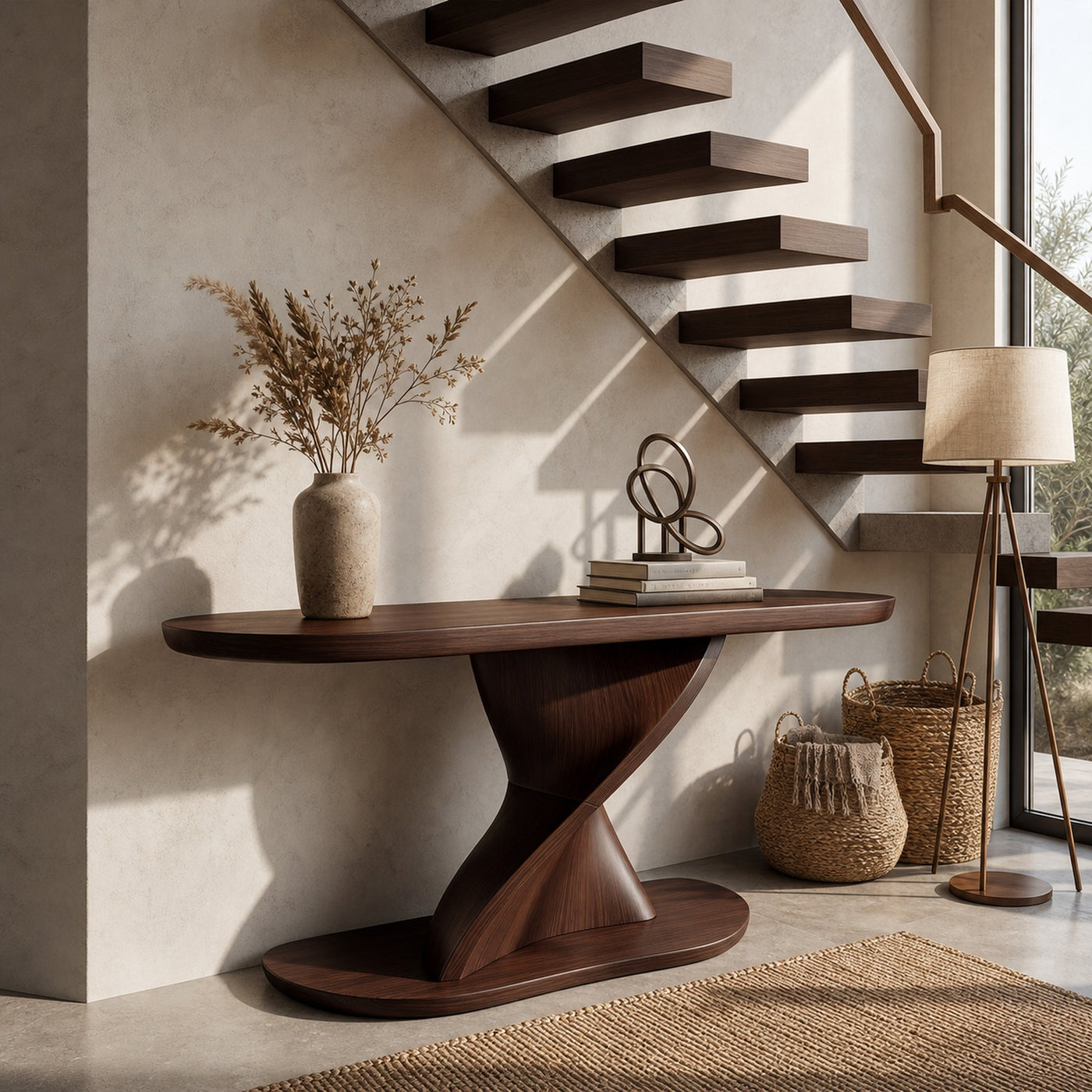 Mid Century Organic Console Table For Foyer - product view 6