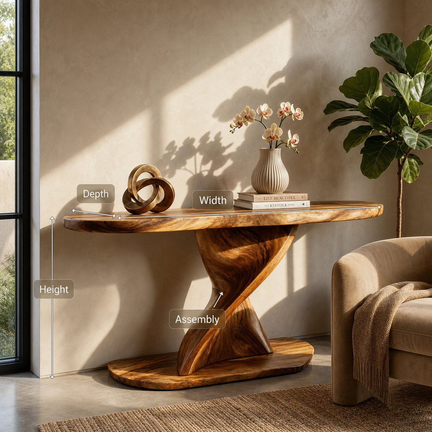 Mid Century Organic Console Table For Foyer - product view 8