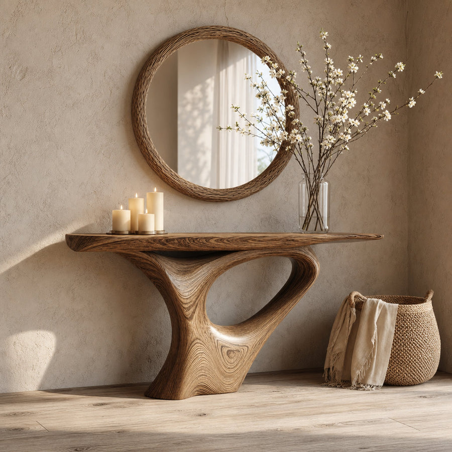 Mid Century Organic Console Table Living Room Or Entryway