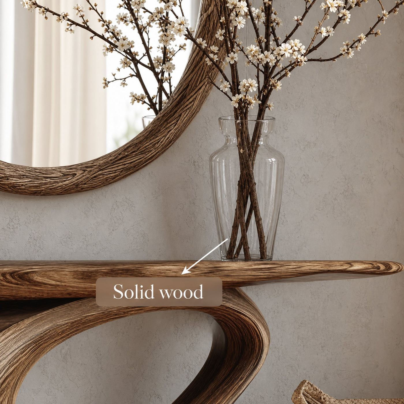 Mid Century Organic Console Table Living Room Or Entryway - product view 3