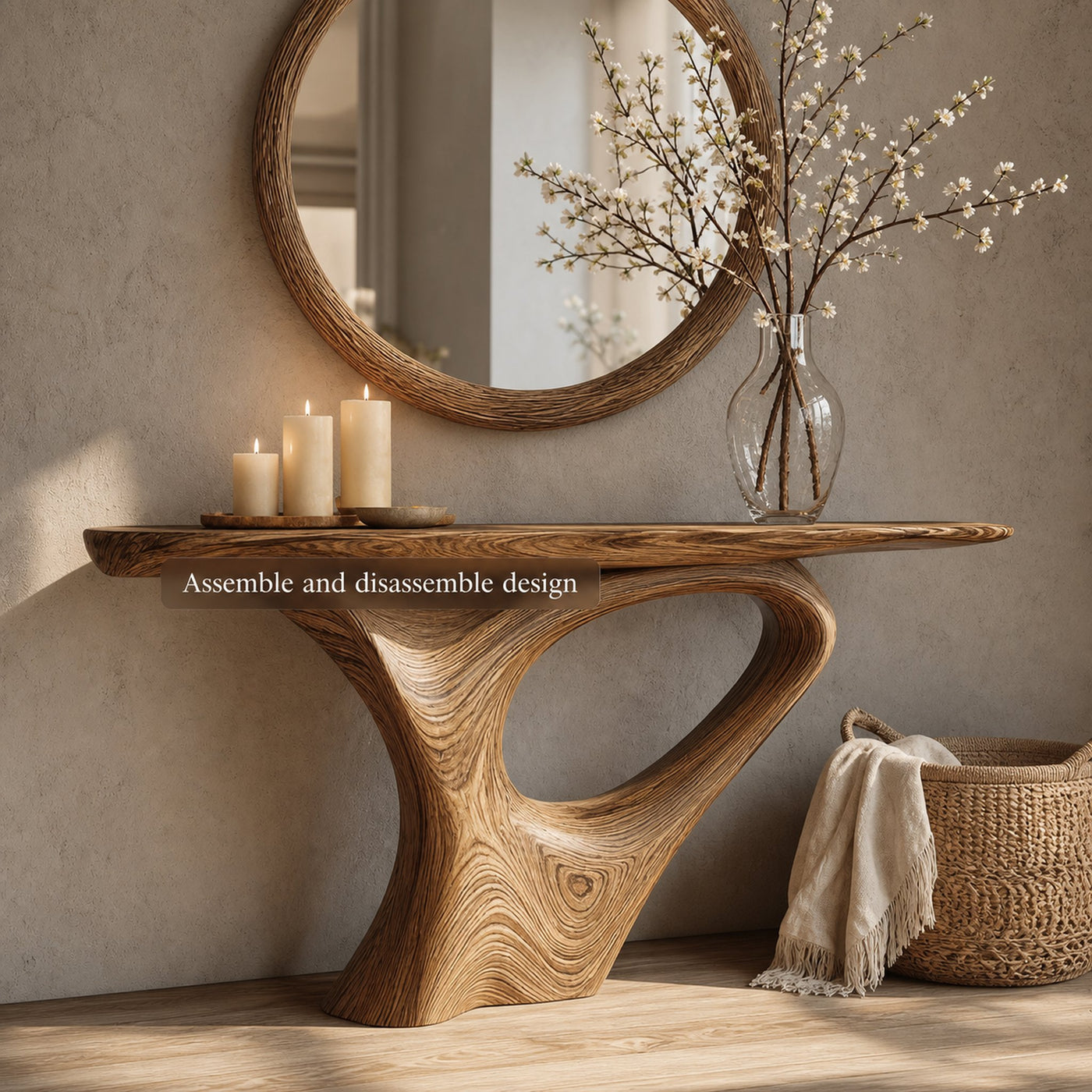 Mid Century Organic Console Table Living Room Or Entryway - product view 4