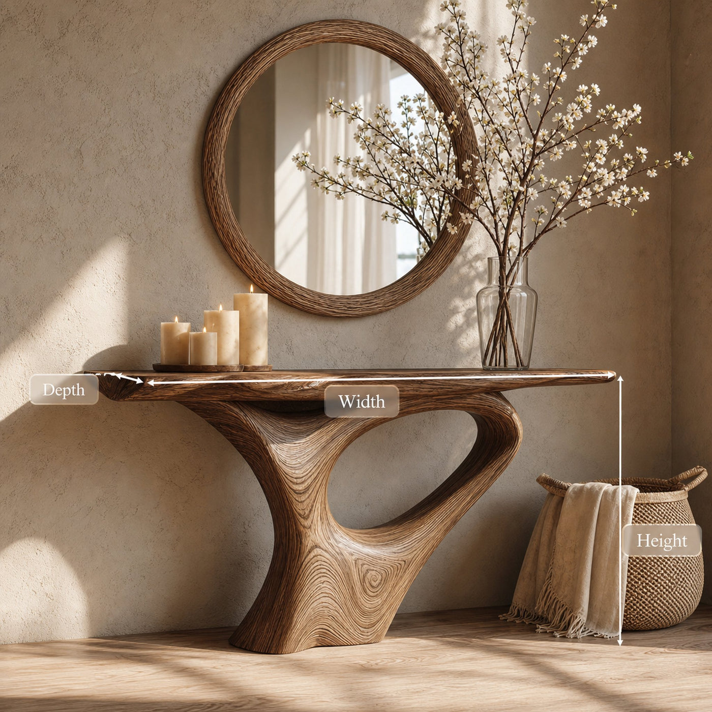 Mid Century Organic Console Table Living Room Or Entryway - product view 5