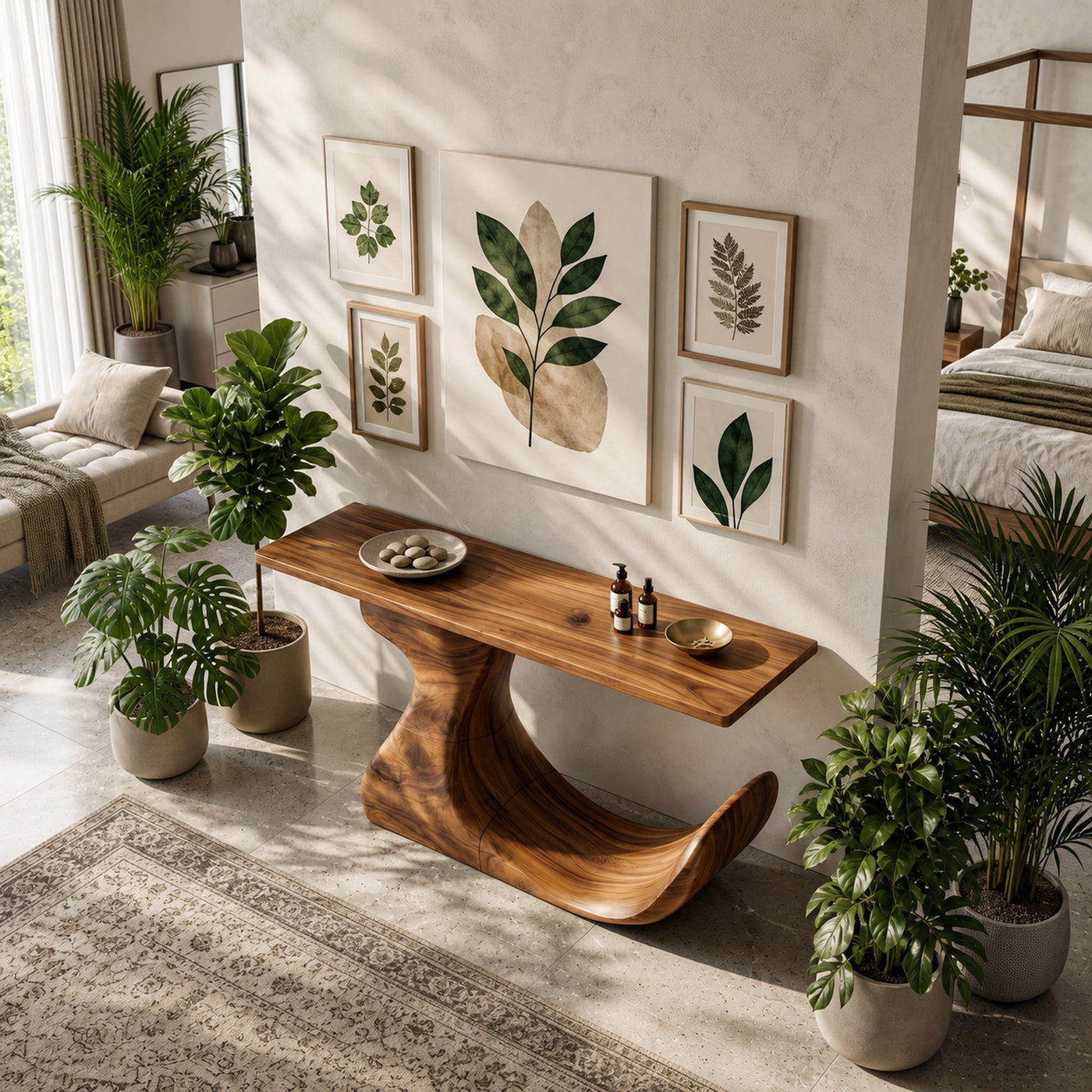 Mid Century Organic Edge Console Table For Grand Foyer Interior - product view 2