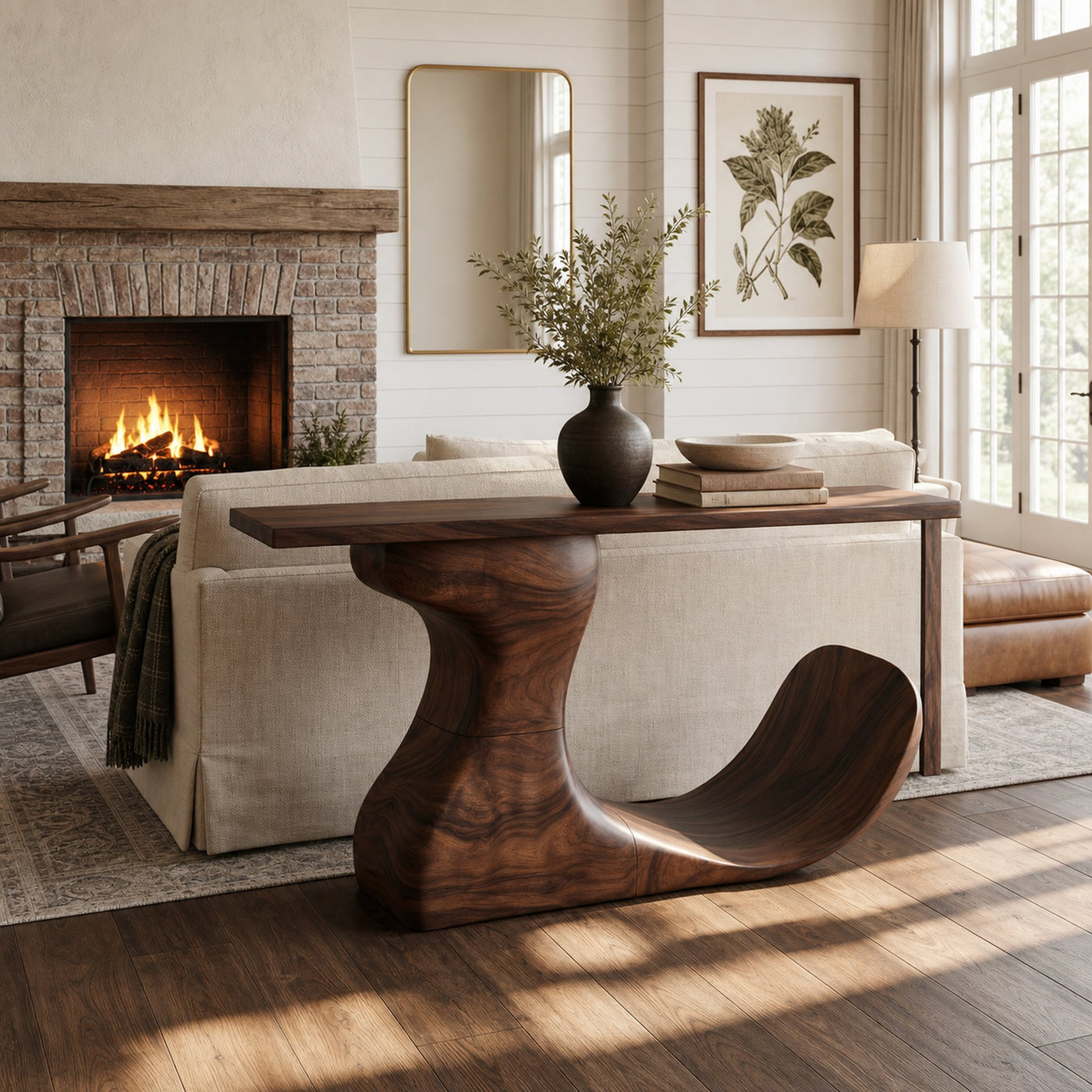 Mid Century Organic Edge Console Table For Grand Foyer Interior - product view 7