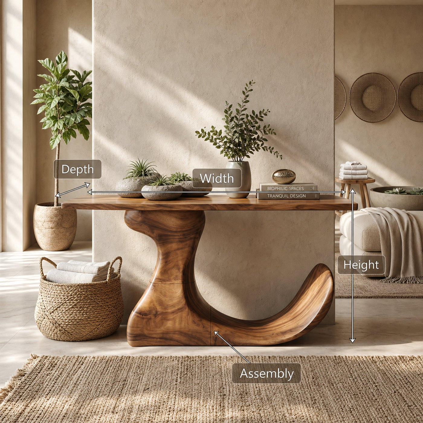 Mid Century Organic Edge Console Table For Grand Foyer Interior - product view 8