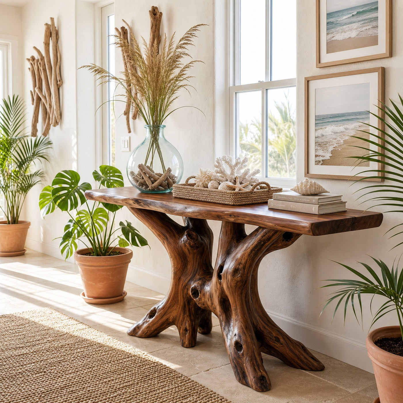 Mid Century Organic Wood Console Table Entryway - product view 7