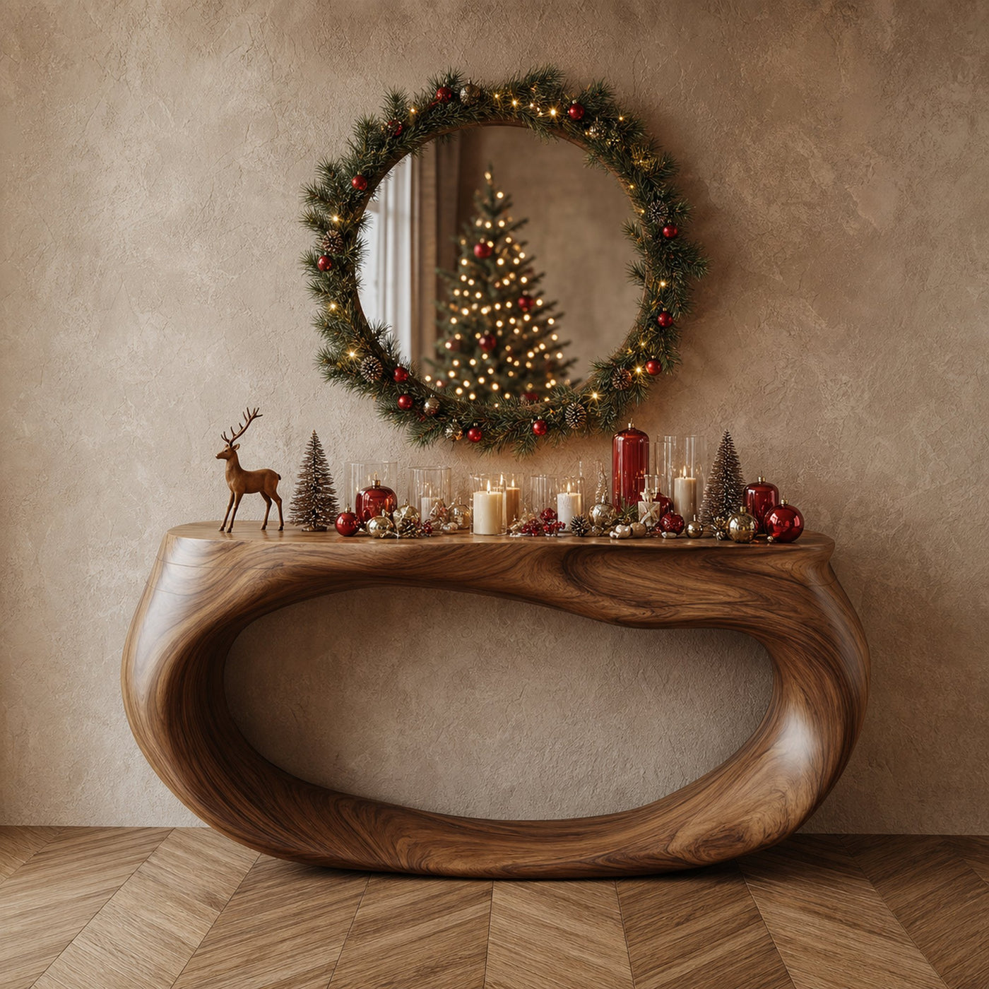Mid Century Rustic Console Table Christmas Holiday Living Room Or Entryway