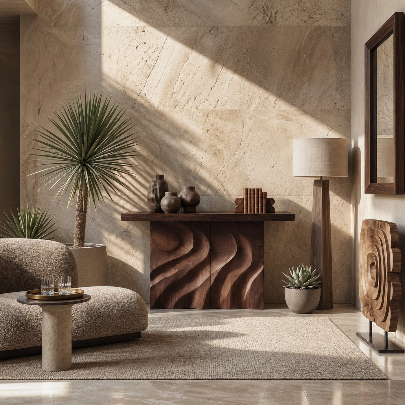 Mid Century Sculpted Base Console Table For Reception Area - product view 7