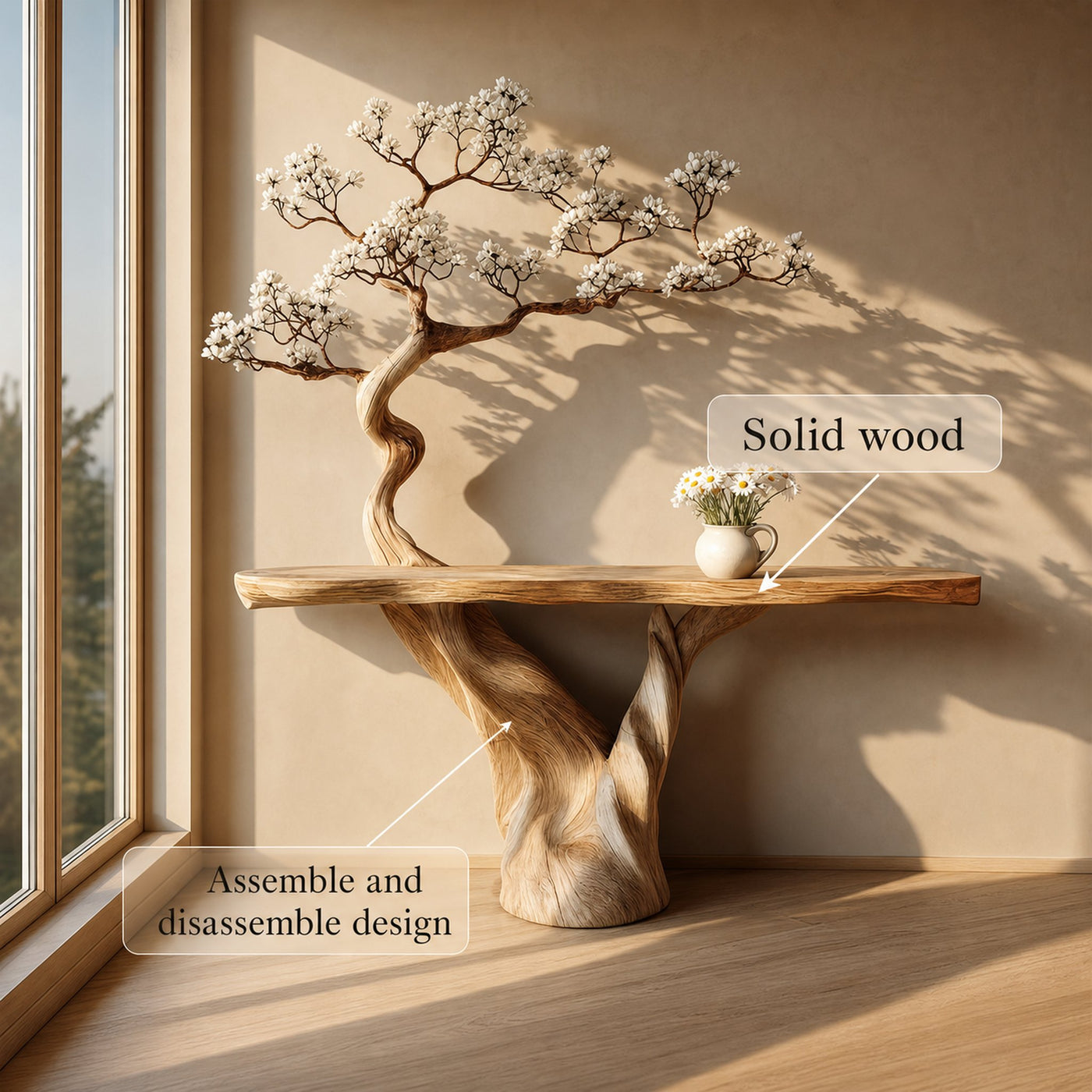 Mid Century Sculptural Console Table Entry Living Room - product view 3