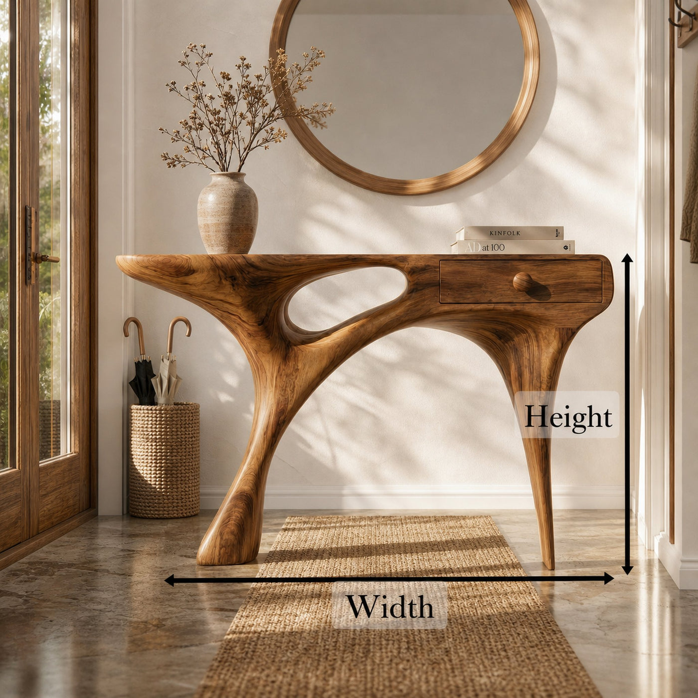 Mid Century Sculptural Console Table For Entryway And Living Room Space - product view 8