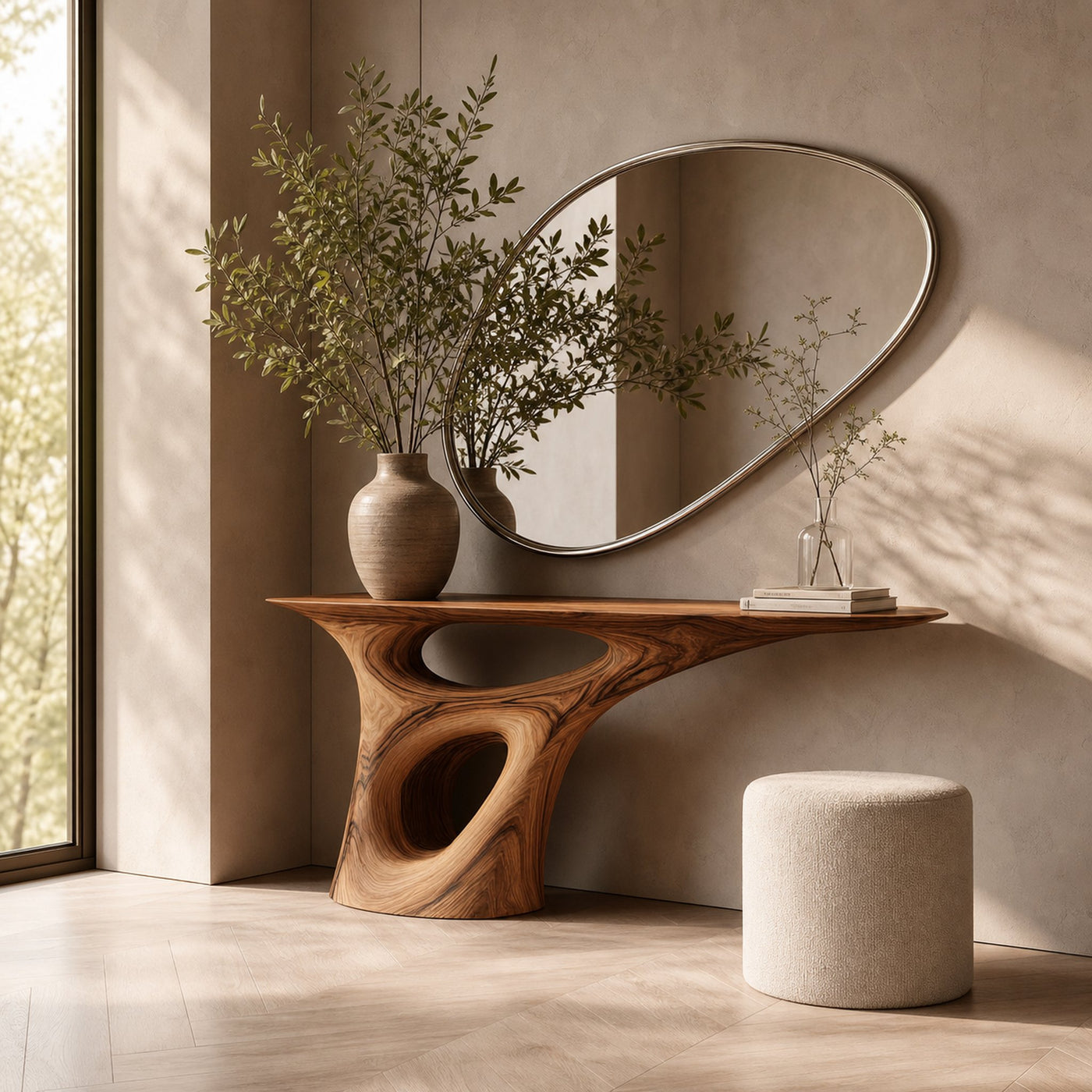 Mid Century Sculptural Console Table Hallway Accent