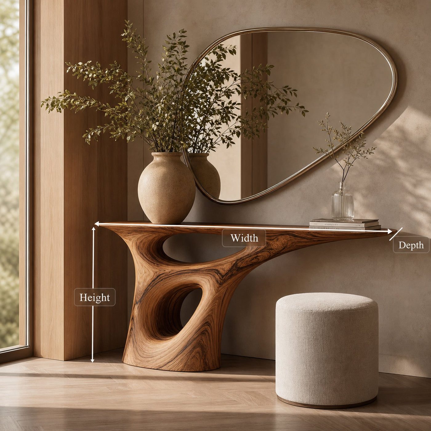 Mid Century Sculptural Console Table Hallway Accent - product view 5