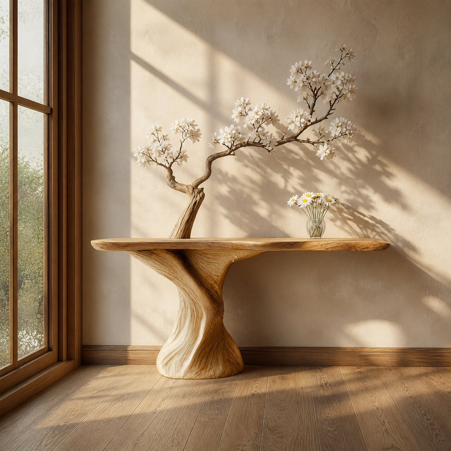 Mid Century Sculptural Entry Console Table Living