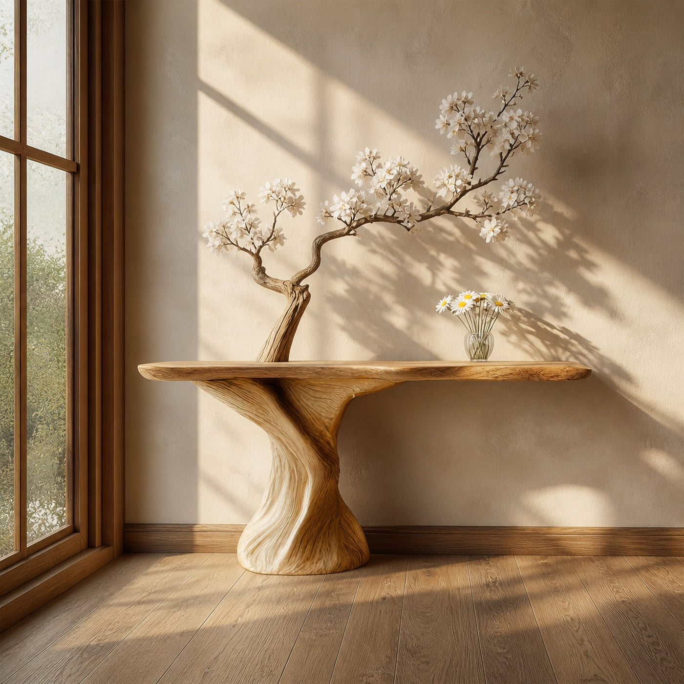 Mid Century Sculptural Entry Console Table Living