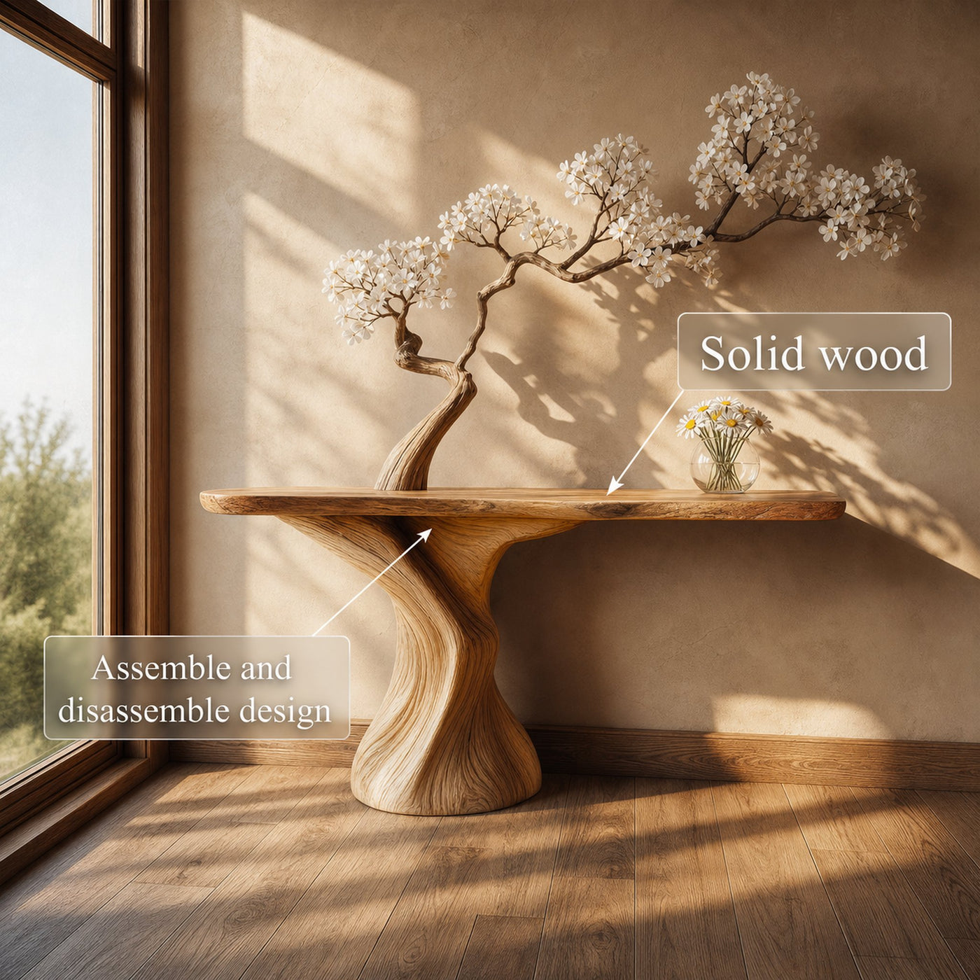 Mid Century Sculptural Entry Console Table Living - product view 3