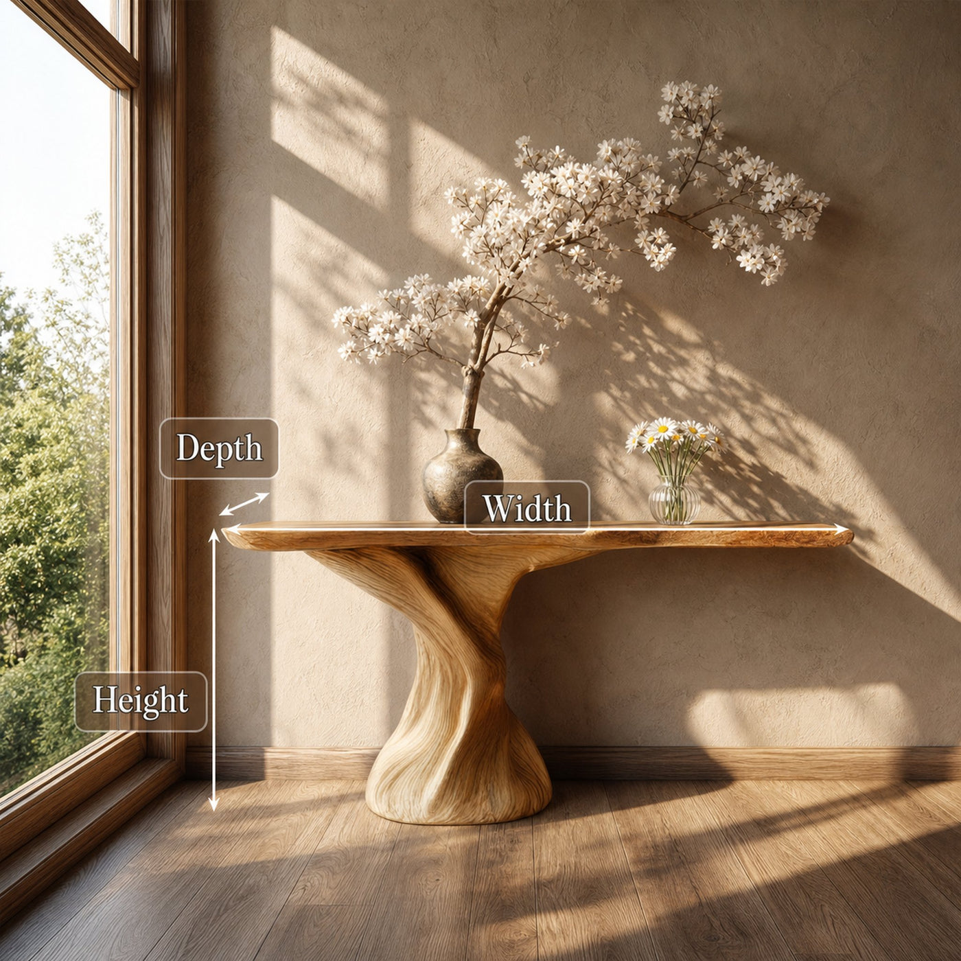 Mid Century Sculptural Entry Console Table Living - product view 4