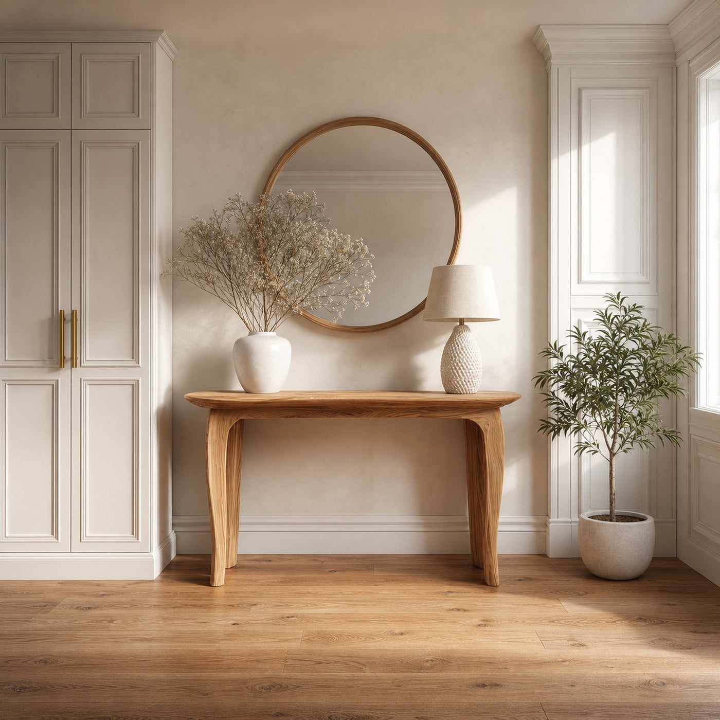 Mid Century Sculptural Entry Console Table Living