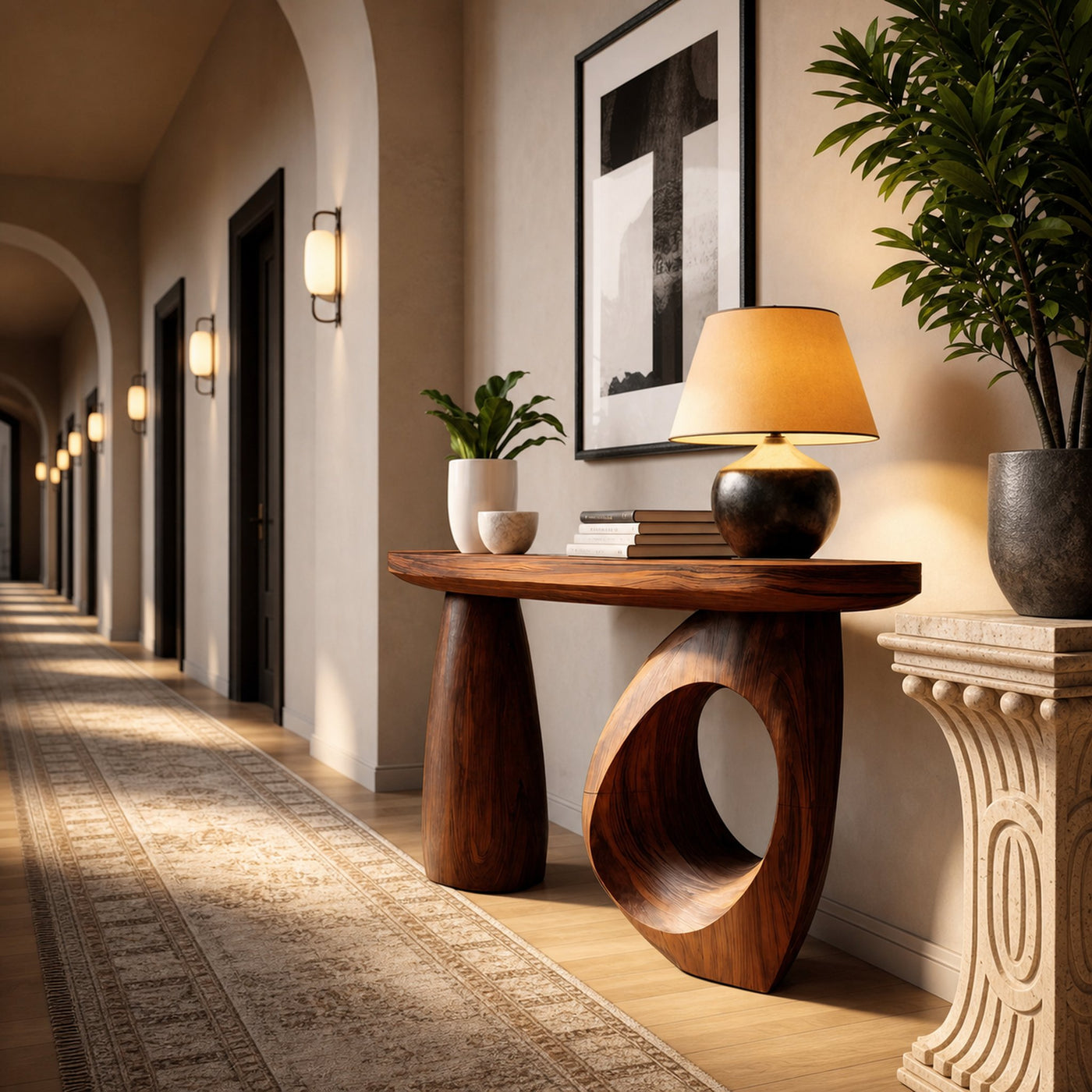 Mid Century Sculptural Live Edge Console Table For Luxury Entryway - product view 6