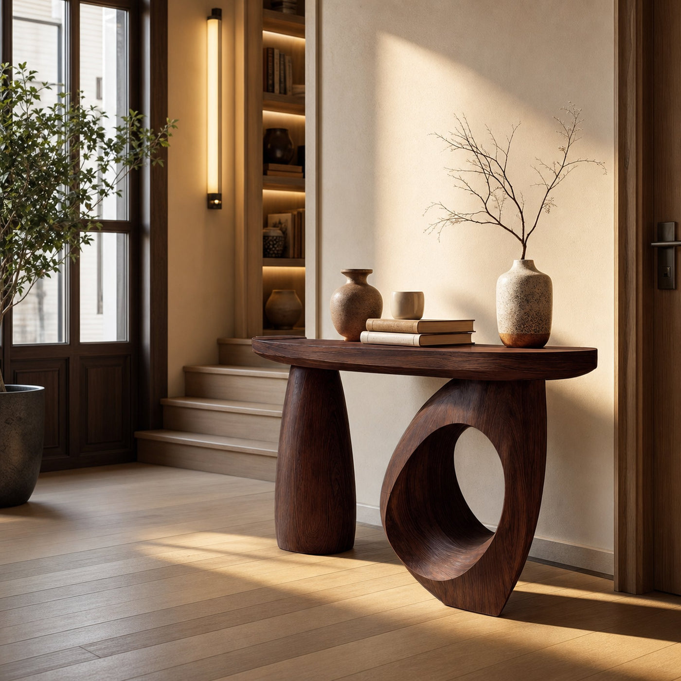 Mid Century Sculptural Live Edge Console Table For Luxury Entryway - product view 7