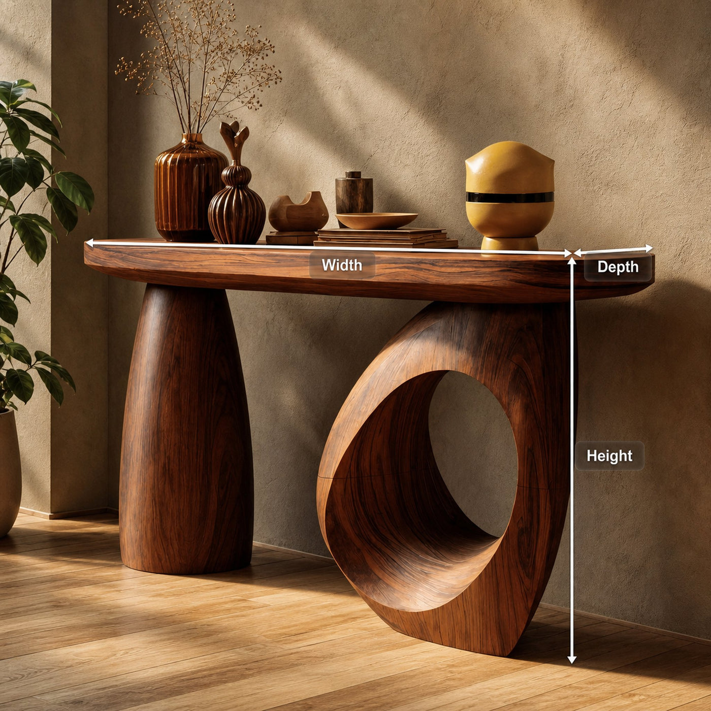 Mid Century Sculptural Live Edge Console Table For Luxury Entryway - product view 8