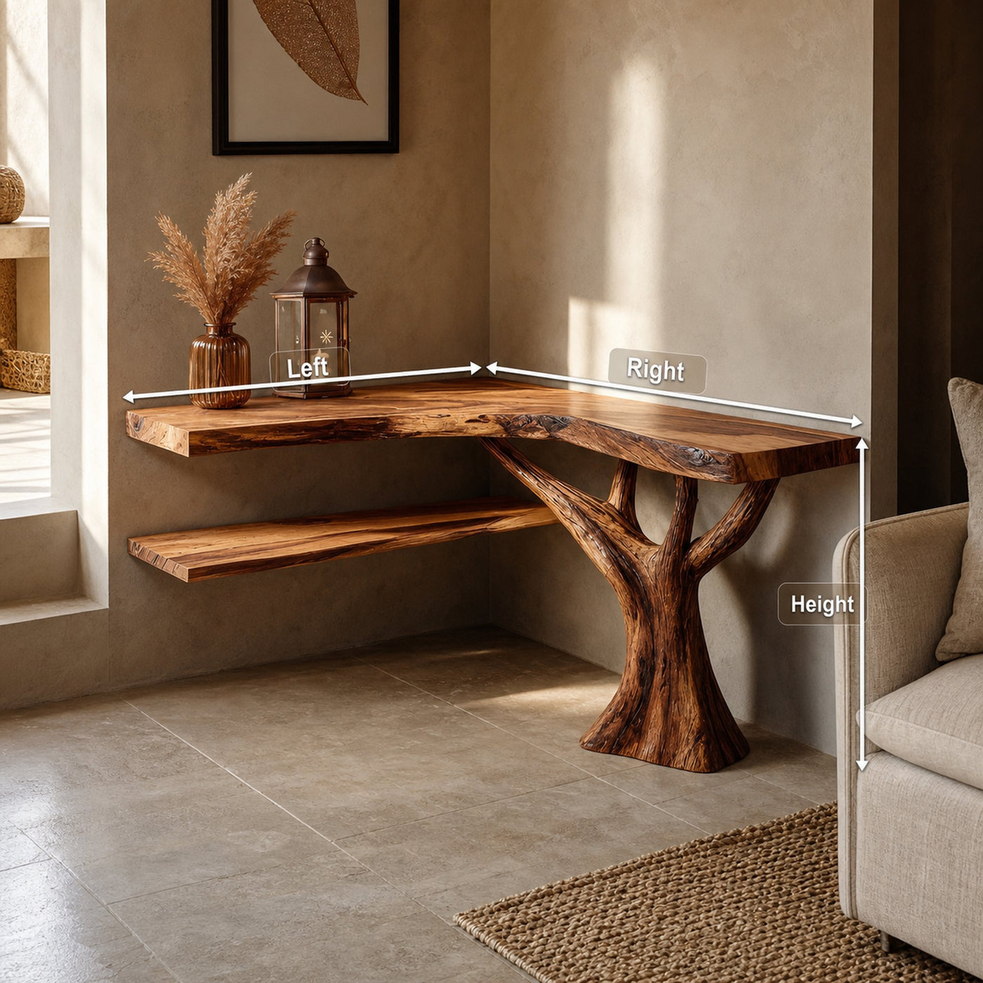 Mid Century Solid Wood Console Table Artistic Sculptural For Bedroom Decor - product view 8