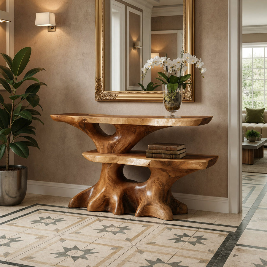 Mid Century Solid Wood Console Table Entryway