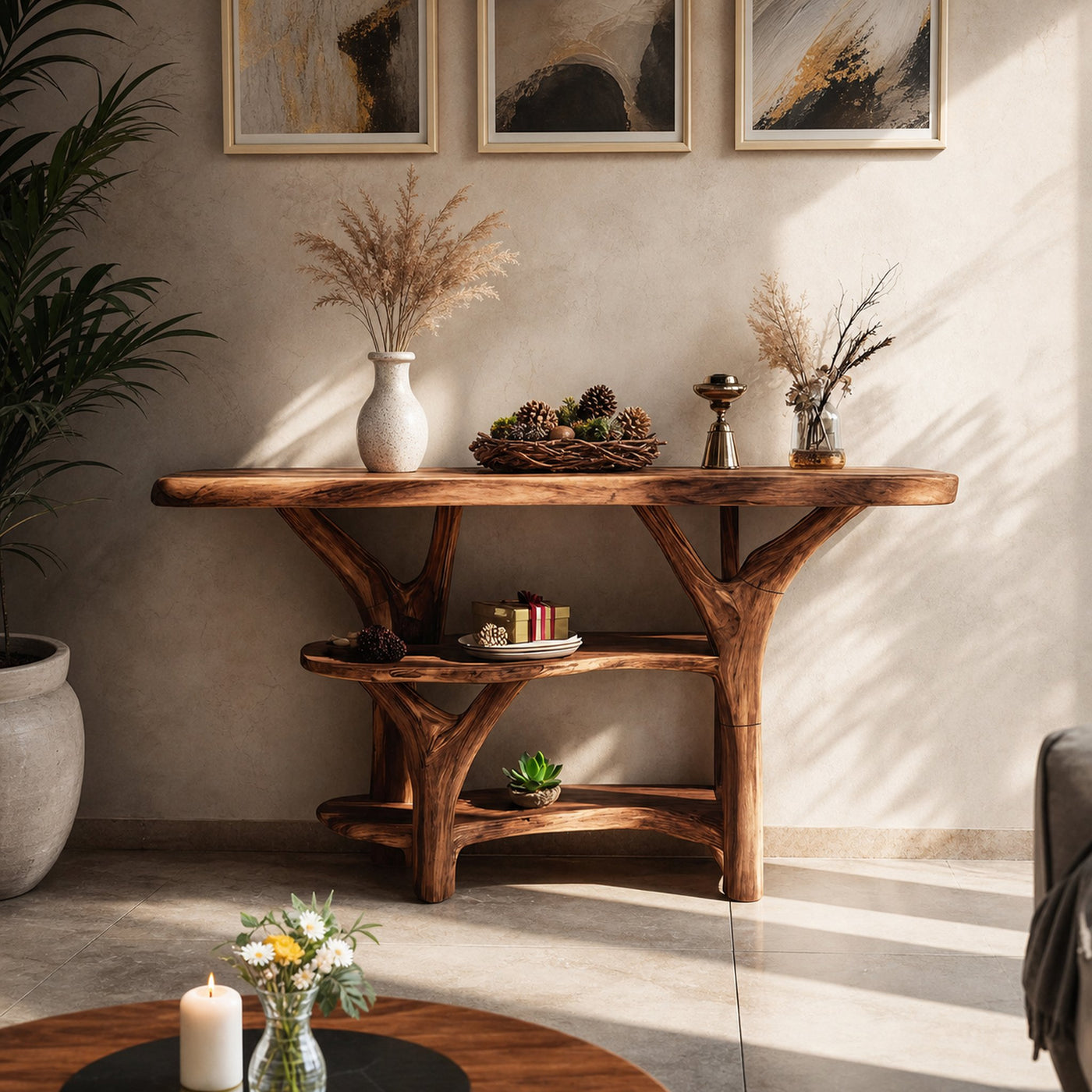 Mid Century Solid Wood Console Table For Bedroom Furniture Accent