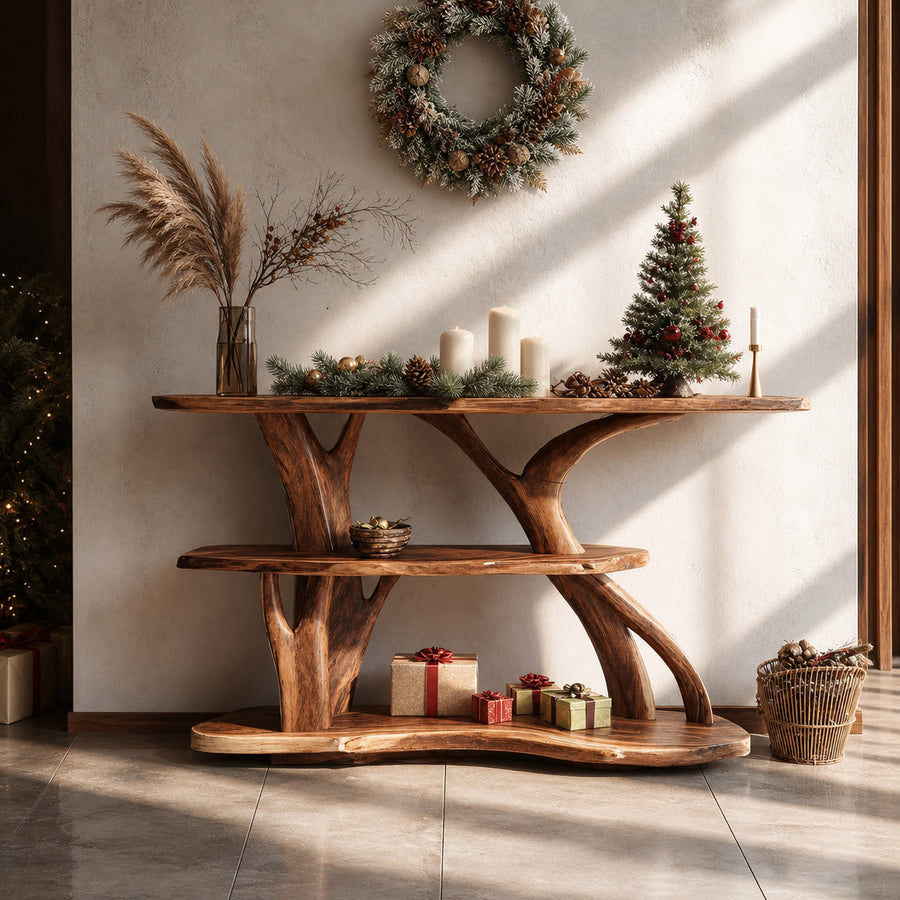 Mid Century Solid Wood Console Table For Christmas Bedroom Holiday Decor