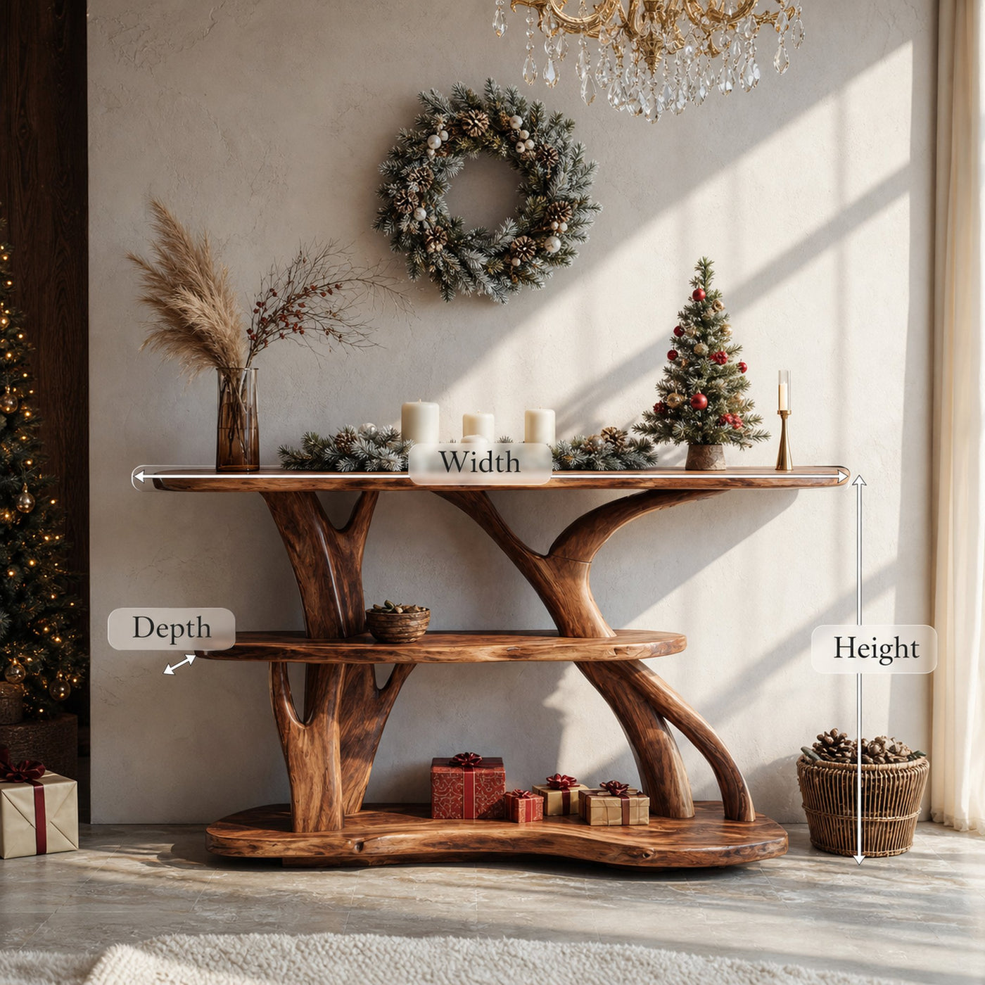 Mid Century Solid Wood Console Table For Christmas Bedroom Holiday Decor - product view 6