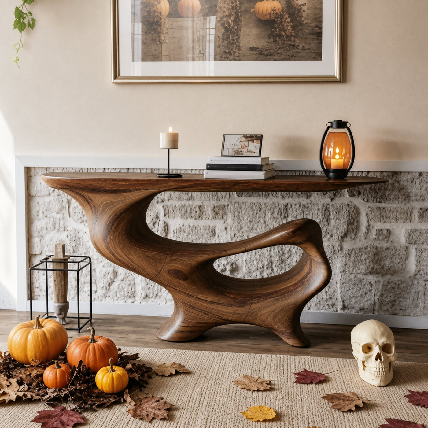 Mid Century Solid Wood Console Table For Entryway Design Halloween Furniture