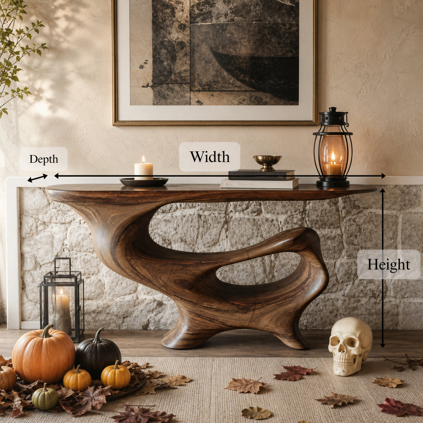 Mid Century Solid Wood Console Table For Entryway Design Halloween Furniture - product view 6