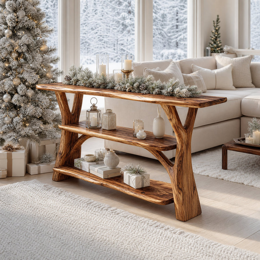 Mid Century Solid Wood Console Table For Entryway Design Holiday Gift Idea