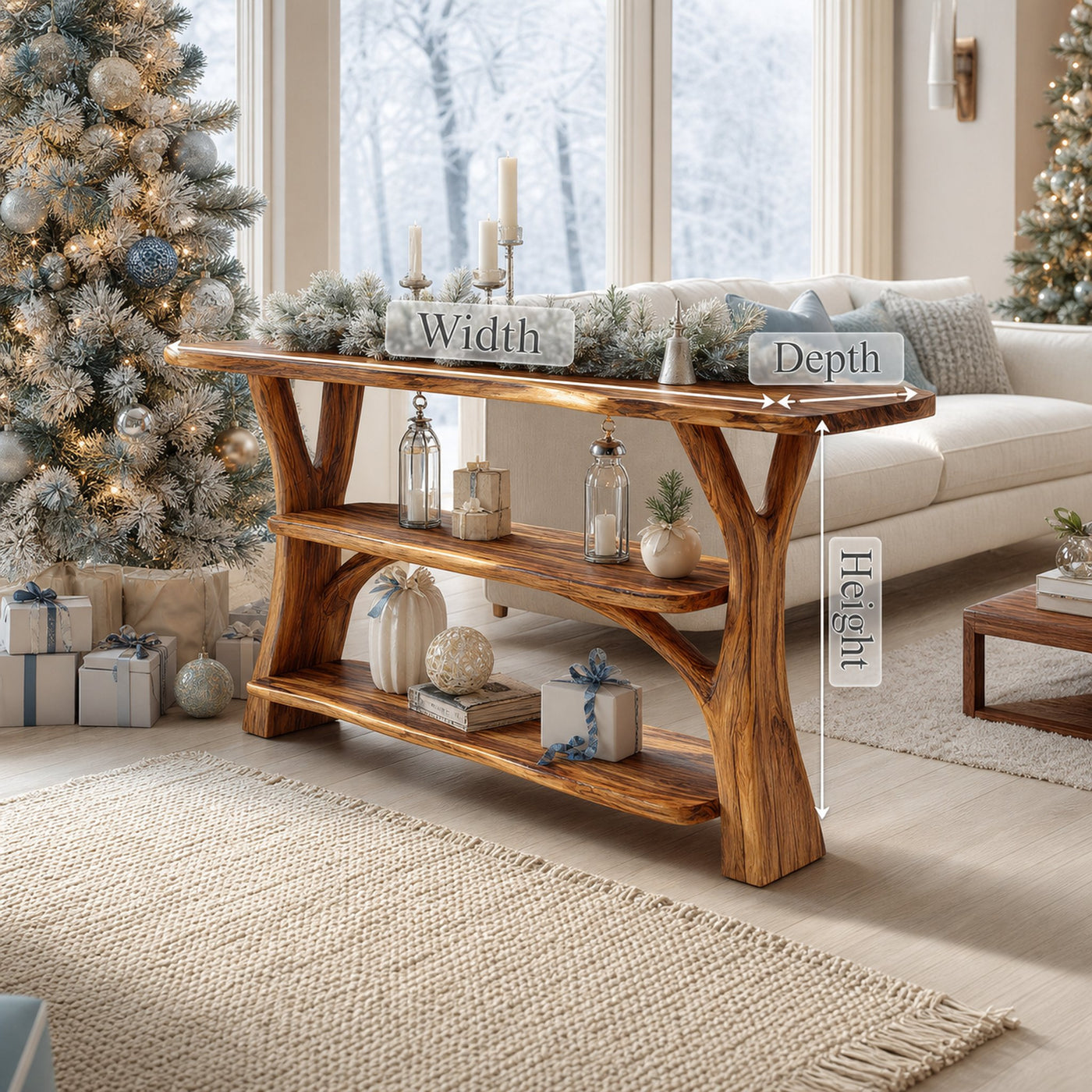 Mid Century Solid Wood Console Table For Entryway Design Holiday Gift Idea - product view 6