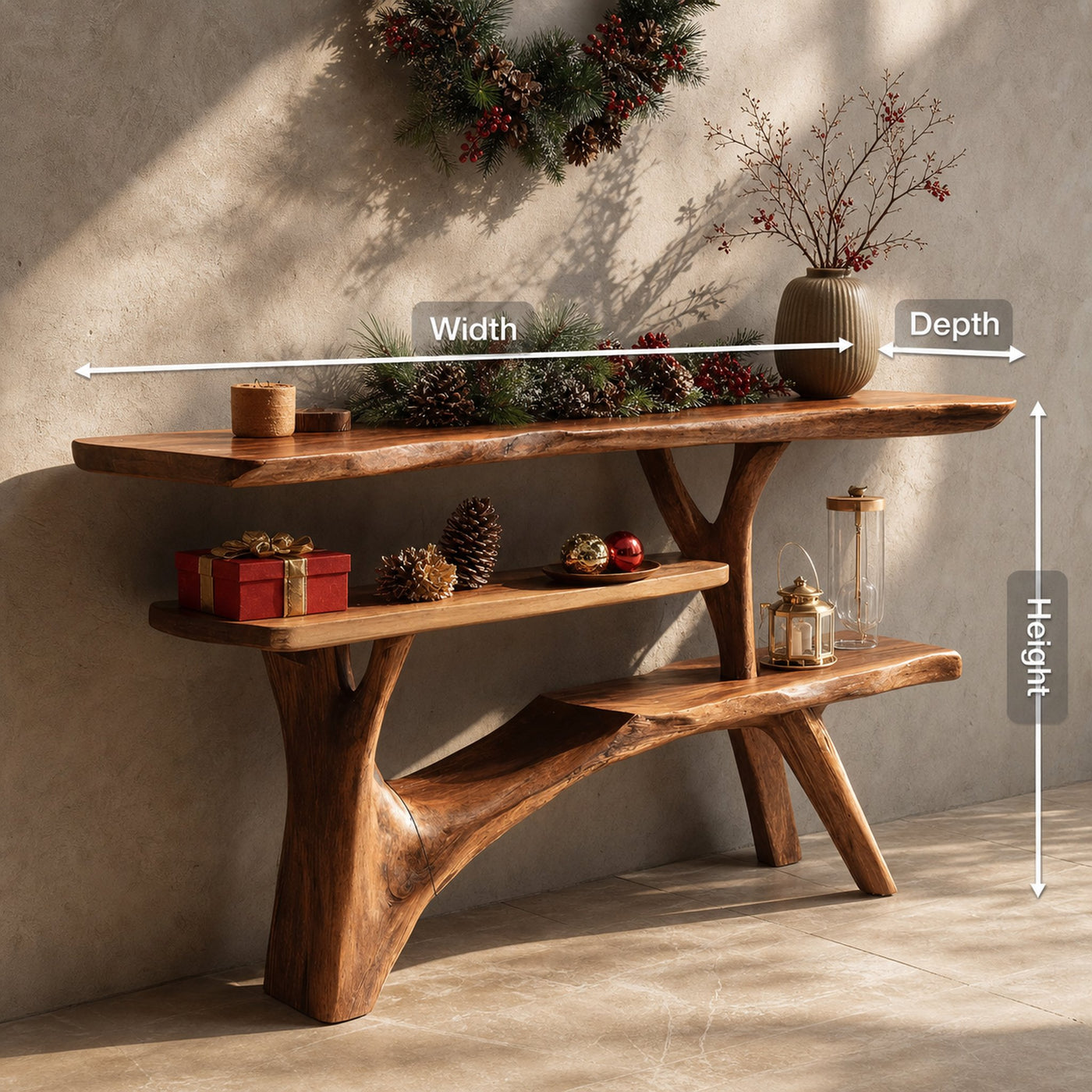 Mid Century Solid Wood Console Table For Entryway Design Winter Christmas - product view 8