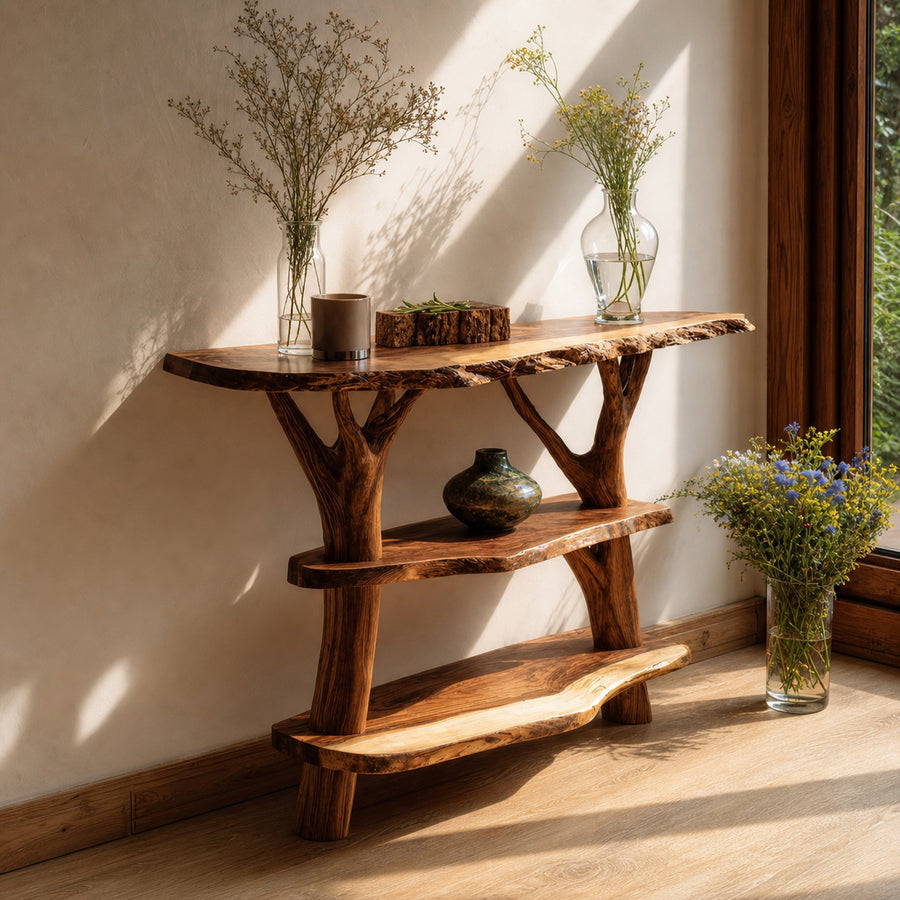 Mid Century Solid Wood Console Table For Entryway Furniture Design