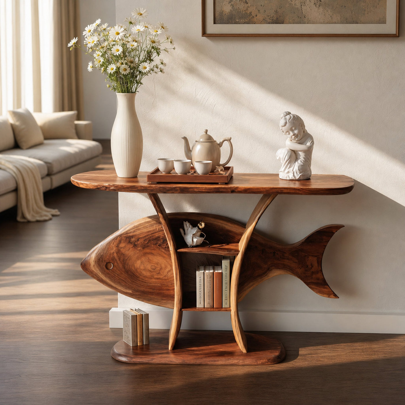 Mid Century Solid Wood Console Table For Furniture Decor Style