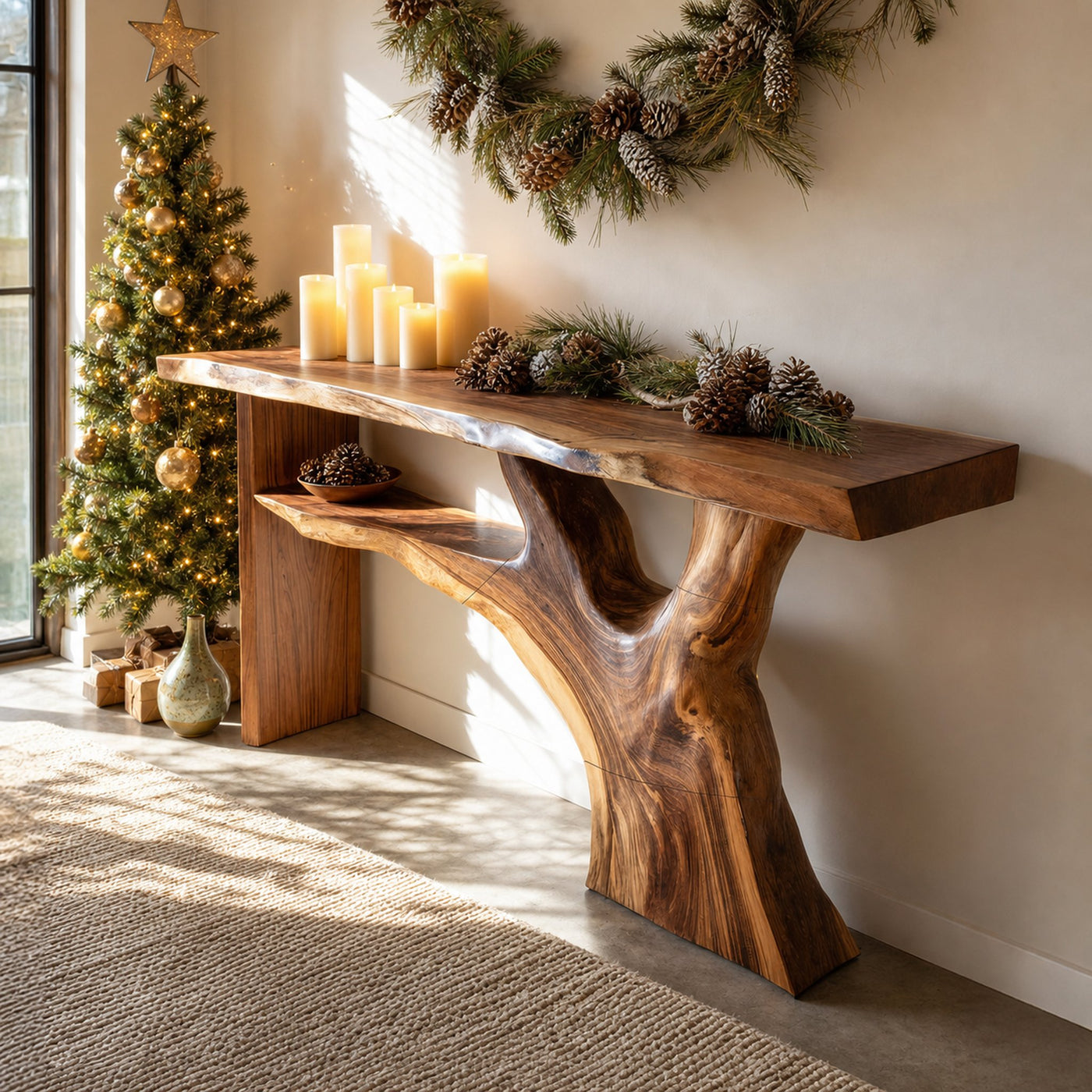 Mid Century Solid Wood Console Table For Holiday Home Decoration