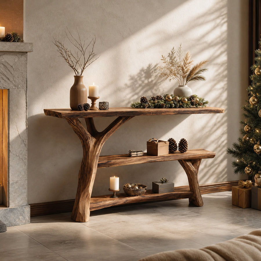 Mid Century Solid Wood Console Table For Living Room Christmas Decoration