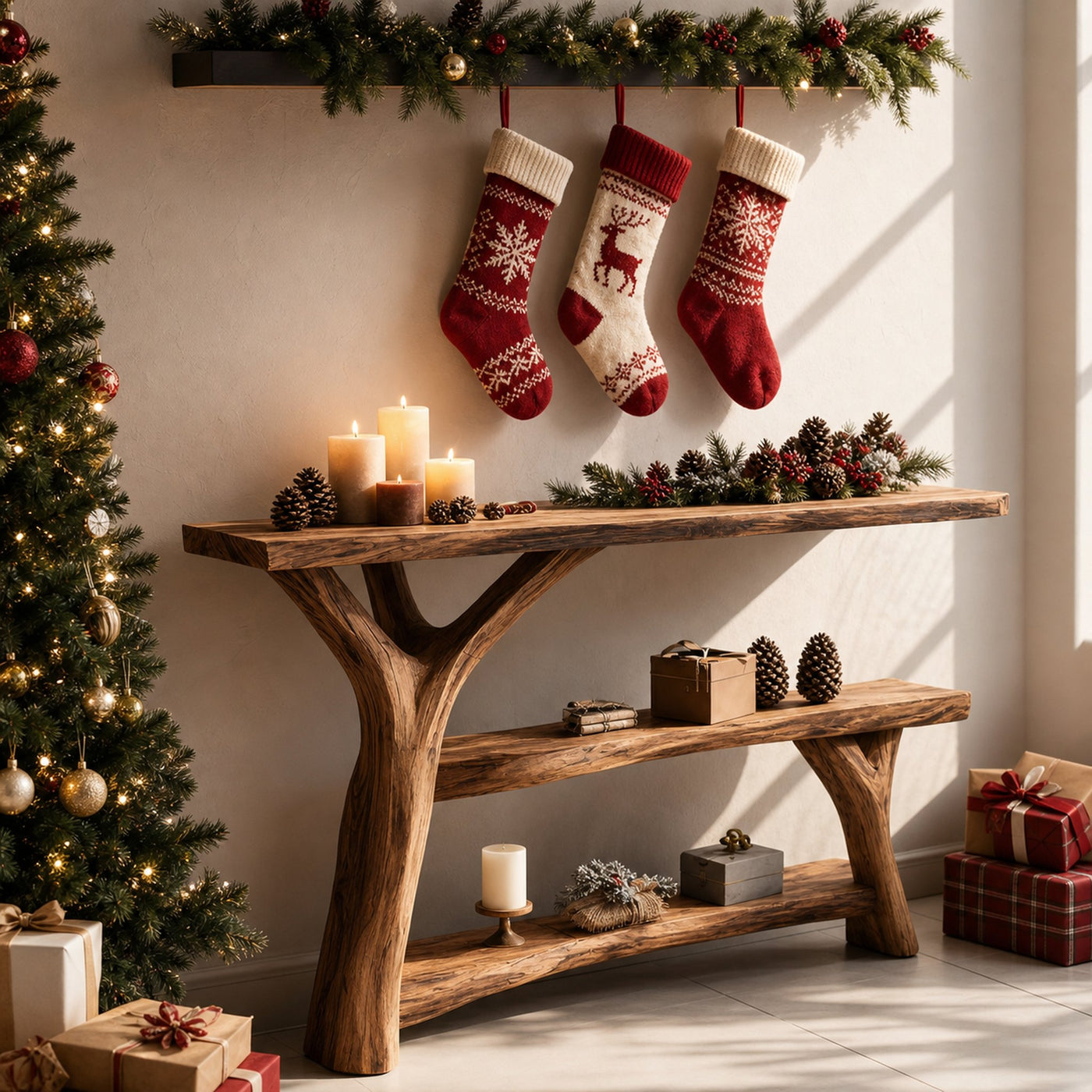 Mid Century Solid Wood Console Table For Living Room Christmas Decoration - product view 6